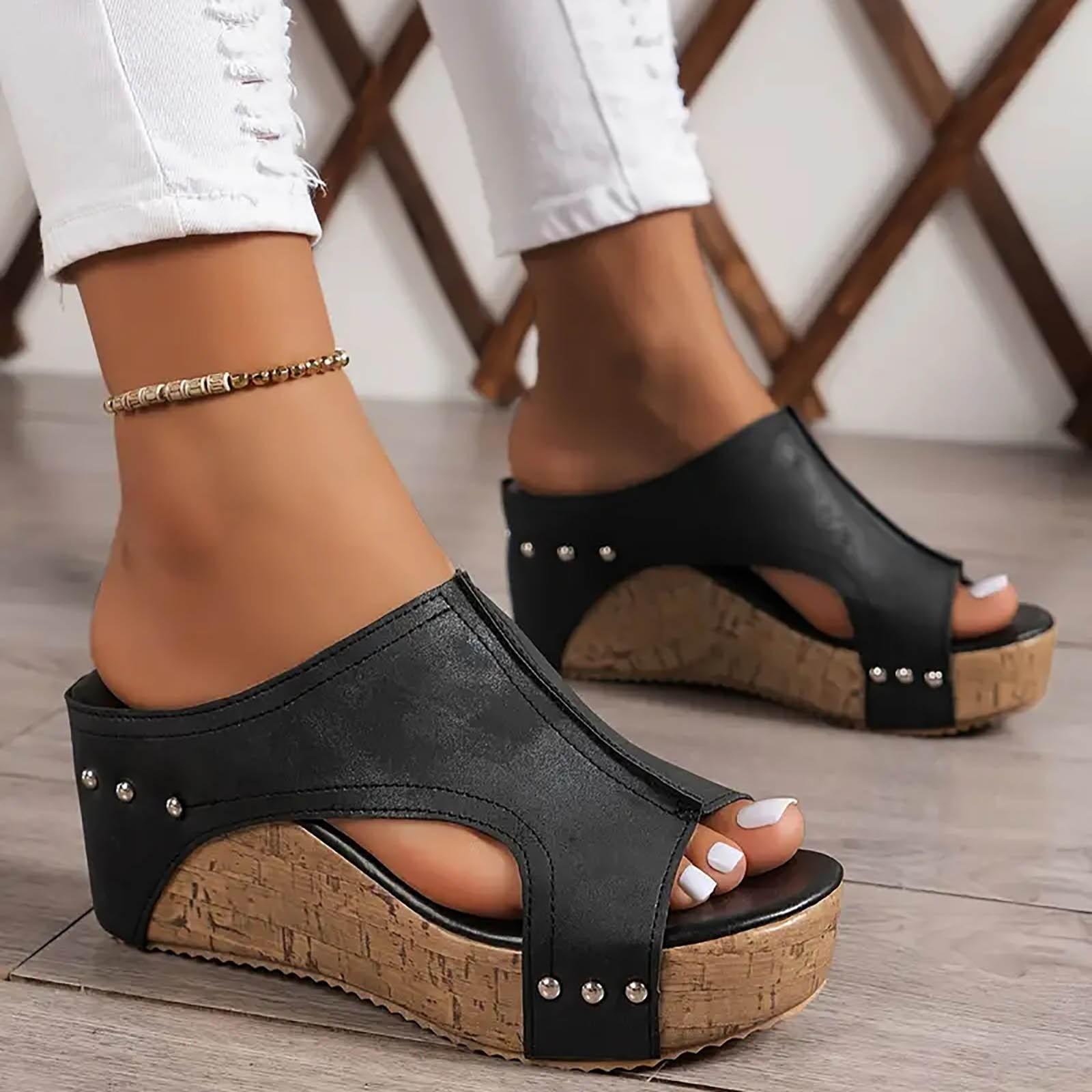 Chunky Heels For Women Sandals Wedge Sandals For Women Platform Wedge Sandals Open Toe Wedge Sandals Women Chaussure Femme 36