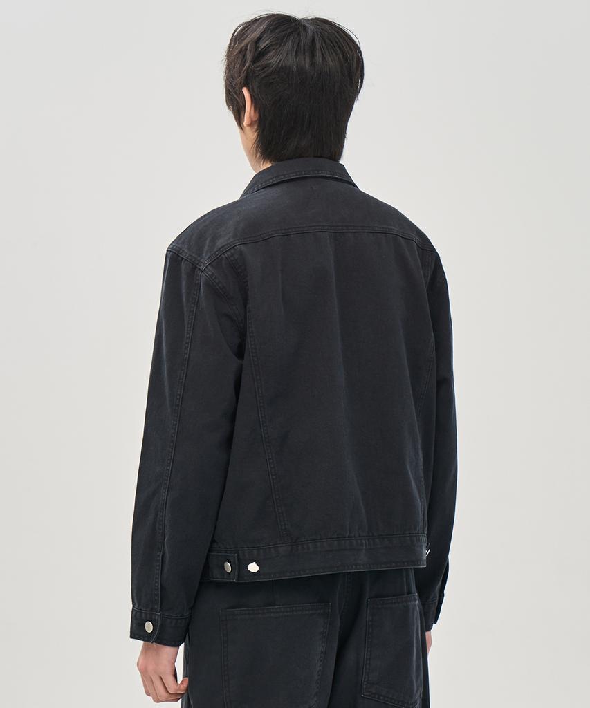 Prairie Washed Crop Trucker Jacket (Black)