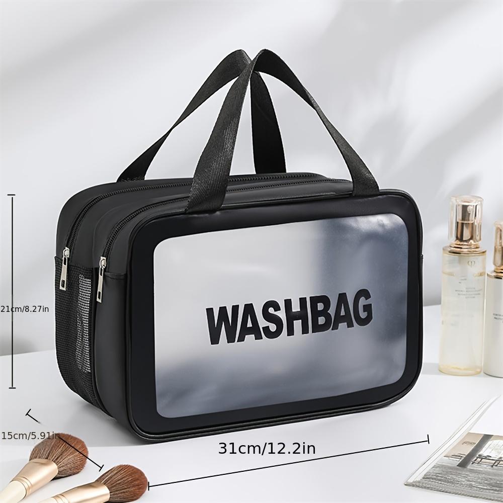 Transparent Dry and Wet Separation Wash Bag, Waterproof Double-Layer Design, Large Capacity Portable Travel Toiletry Organizer