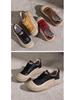 Women's Retro Leather Sneakers: Spring Thick-Soled Lace-Up Flats, Versatile Casual Sport Shoes with Soft Sole