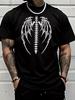 Unisex Sommer Baumwolle Kurzarm T-Shirt Weiß Wirbelsäule Skelett Fledermausflügel Druck Rundhals Goth Dunkel Straße Lässig Herren T-Shirt