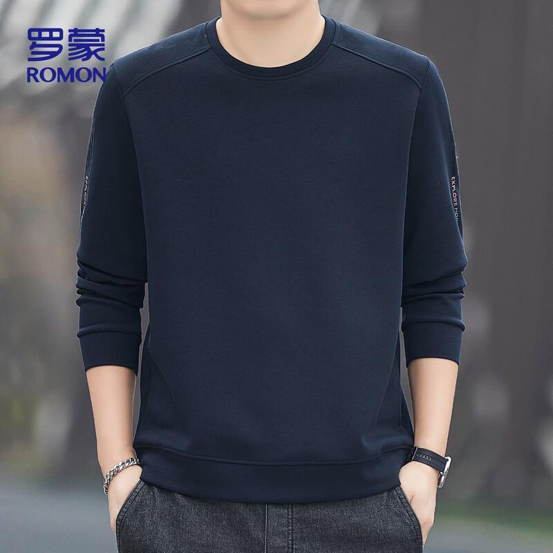 ROMON Men's Round Neck Loose Casual Long Sleeve Sweatshirt 7507