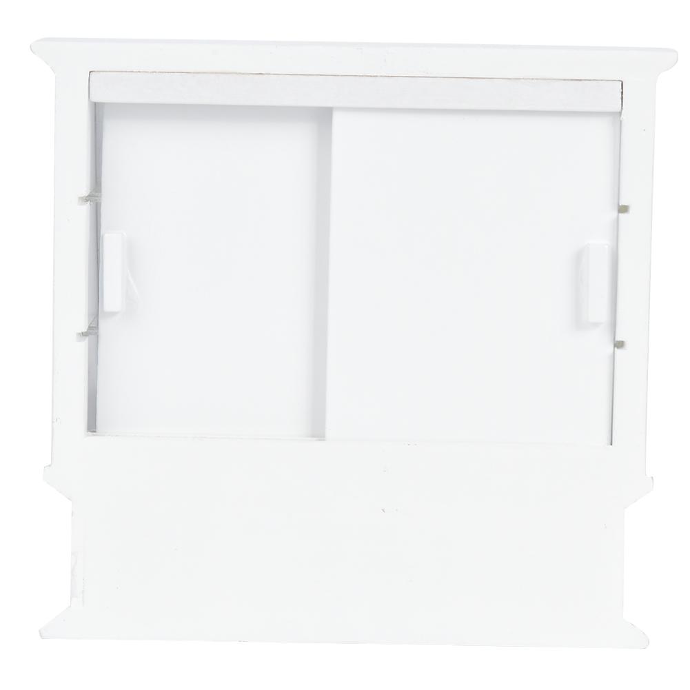 1:12 Dollhouse Miniature Simulated Wooden Cake Cabinet Mini Furniture Model with Sliding DoorWhite