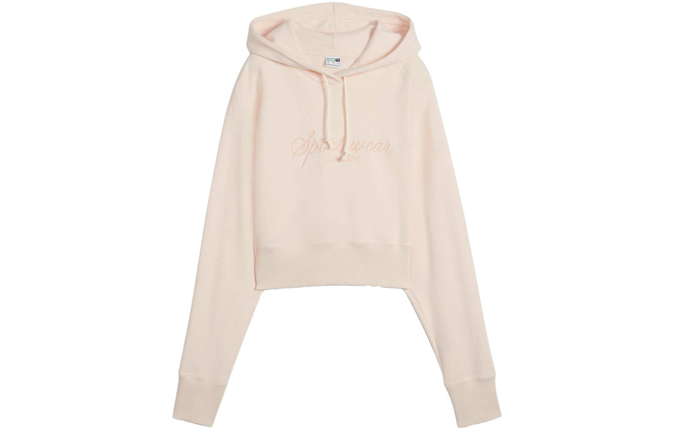 PUMA CLASSICS+RELAXED CROPPED HOODIE Sweatshirt Women s Peach Bamboo 626044-64 L