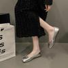Flache silberne Einzelschuhe Damen Frühling und Sommer Damenschuhe Mary Jane Schuhe Sojabohnenschuhe