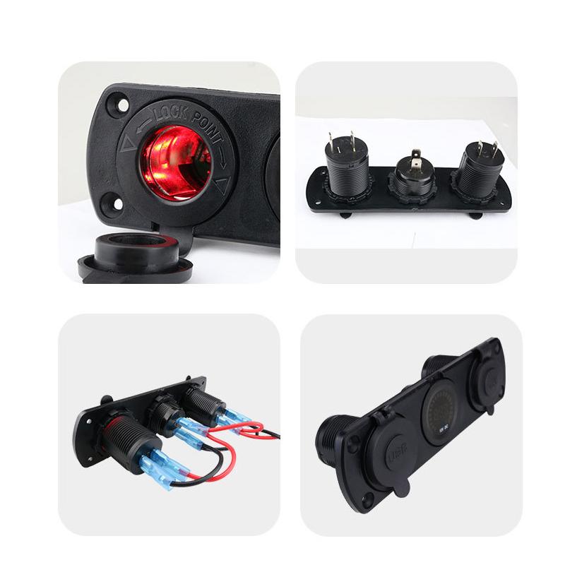 Wasserdichte 12V 3 Löcher Panel Dual USB Auto Ladegerät Steckdose Bunte Bildschirm Voltmeter Kombination Zubehör