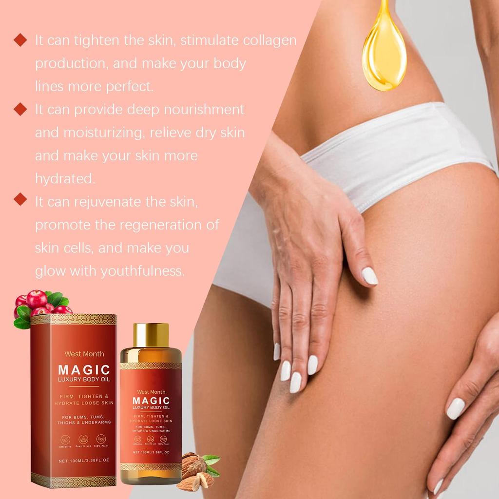 Olio corpo rassodante, lifting, schiarisce le linee sottili, migliora il rilassamento cutaneo, l'opacità, illumina, idrata, nutre la pelle.
