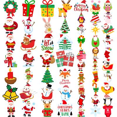 63 pièces Tatouage Temporaire Cadeaux de Noël Autocollants de Tatouage Temporaire Pingouin Père Noël Elfe Dessin Animé Pour Enfants Épaules Filles