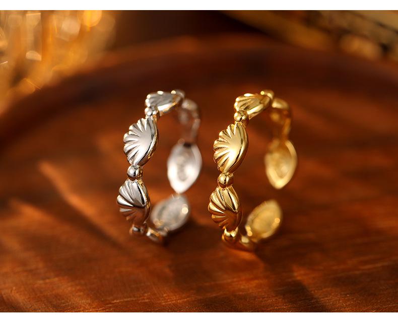 Banyan Tree S925 Silver Shell Ring - Korean Fashion Open Index Finger Design for Women