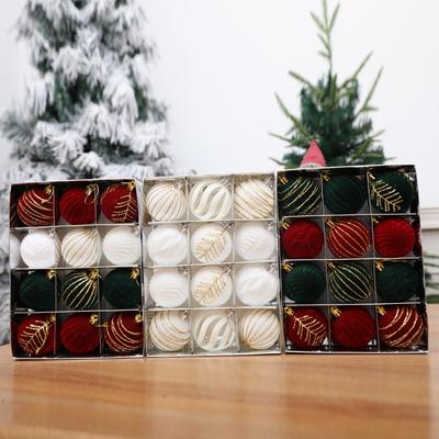 12pcs Velvet Christmas Balls Elegant Flocked Ball Decorations Holiday Ornaments Decorative Christmas Ornaments Holiday Wreath