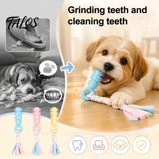 Natural Rubber Pet Play Toys Spiky Dog Chew Toy with Cotton Rope, Molar Stick Toy, Interactive Tough for Aggressive Chewers Small Medium Dogs