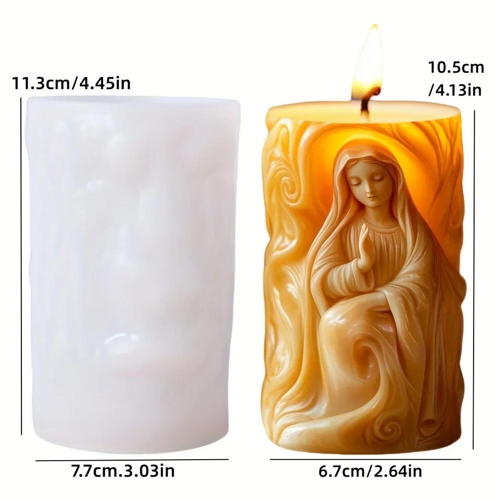 Snow Princess Cylinder Relief Candle Silicone Mold Creative Snow Princess Girl Cylinder Resin Gypsum Clay Concrete Molds