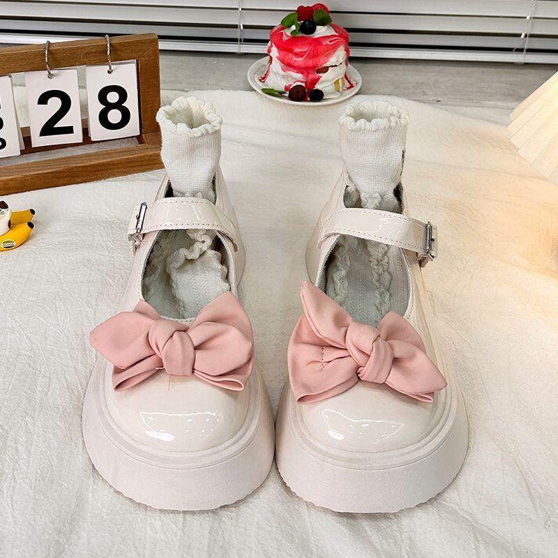 JK Small Leather Shoes Women's Autumn Platform Muffin Bow New Round Head Japanese Lolita Mary Jane Shoes
