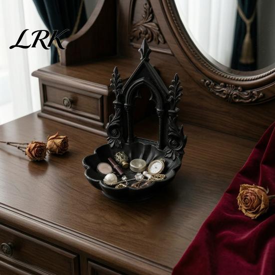 Decorative Storage Dish 3D Printed Gothic Arch Jewelry Tray, Medieval Church Style Trinket Small Item Container Dish, Vintage Tray for Rings Earrings