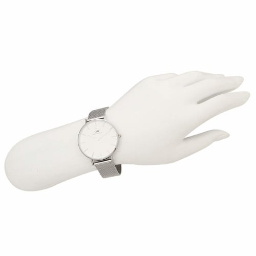 Daniel Wellington Petite 36mm Quartz Watch for Men and Women, White and Silver, DW00100306, DW00600306