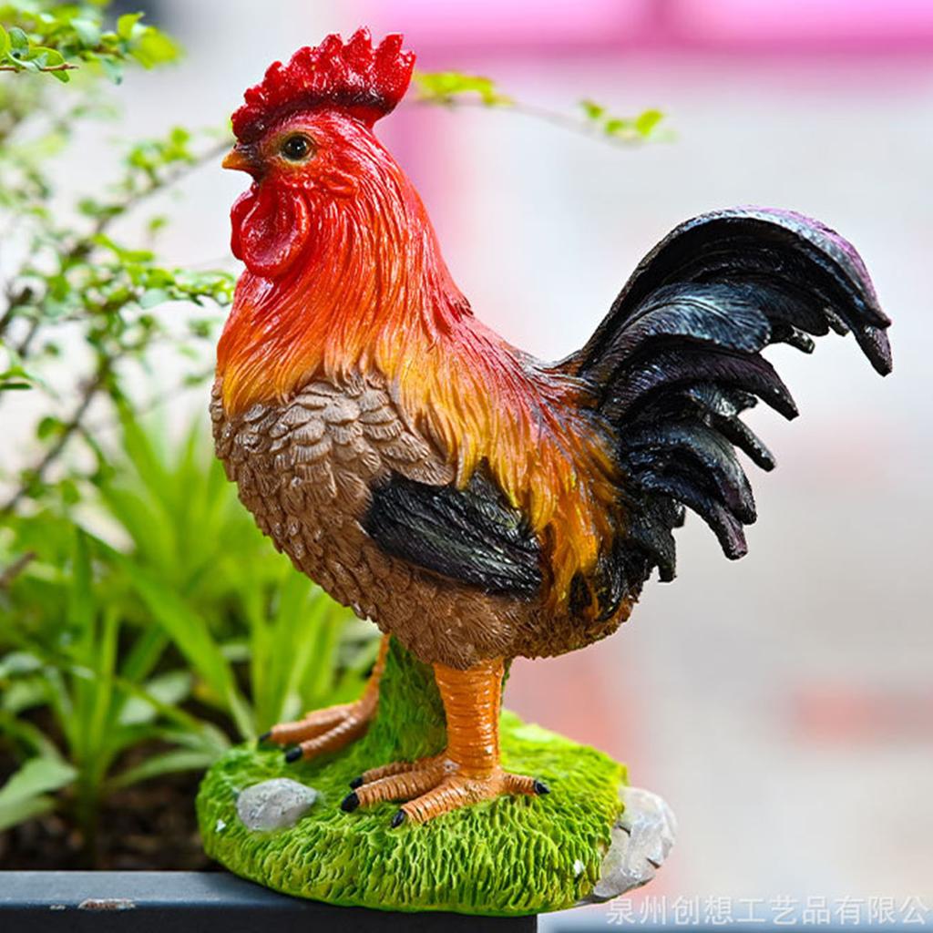 Rooster Statue Water Proof Sun Proof Vibrant Colors Lifelike Resin Rooster Sculpture for Indoor Outdoor Decor Hand