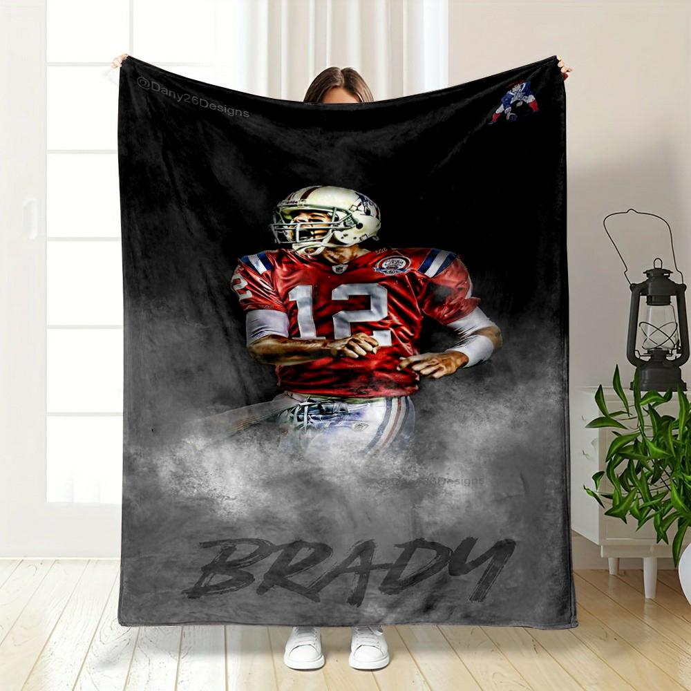 "Football Player Graphic warm quiltFlannel blanket for bedroom, living room, sofa, and nap