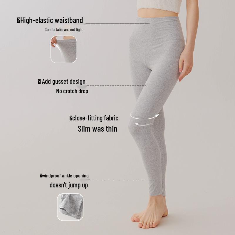 Women's High-Waist Cotton Slim Fit Warm Leggings for Autumn/Winter