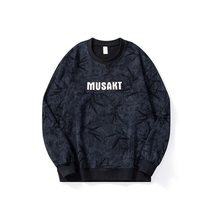 

Осенний черный свитер с длинным рукавом, мужской, с круглым вырезом, одежда большого размера, свободный, молодежный топ, тренд 3XL чёрный