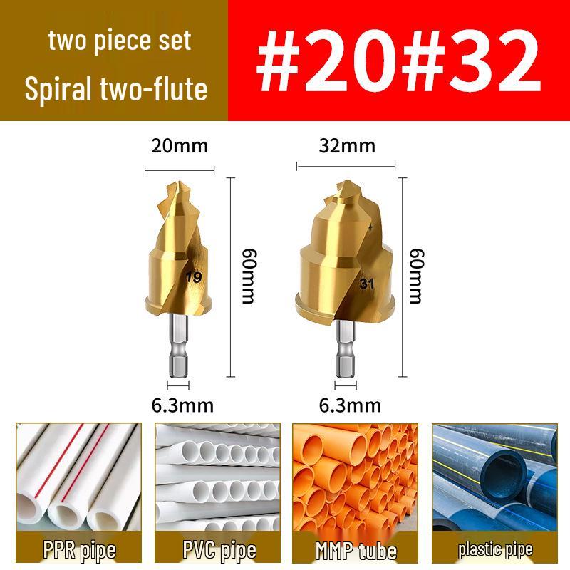 T-Handle Drill Bit Set for PPR/TPR Pipes: Water Pipe Punching & Reaming (20/25/32mm, 1/2" & 3/4").