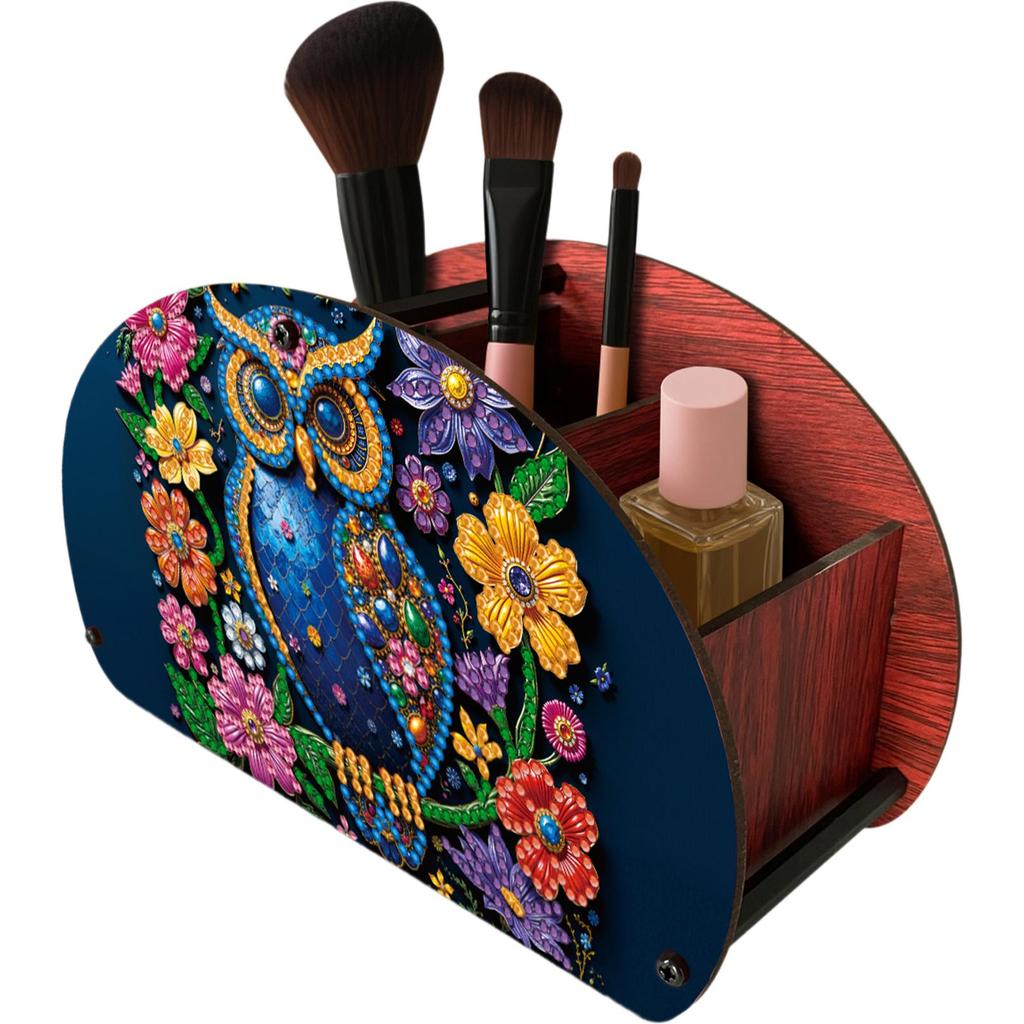 Completed Diamond Art Wooden Storage Box Handmade Storage Holder Case Makeup Brush Storage Box for Women Gifts Desktop Decor