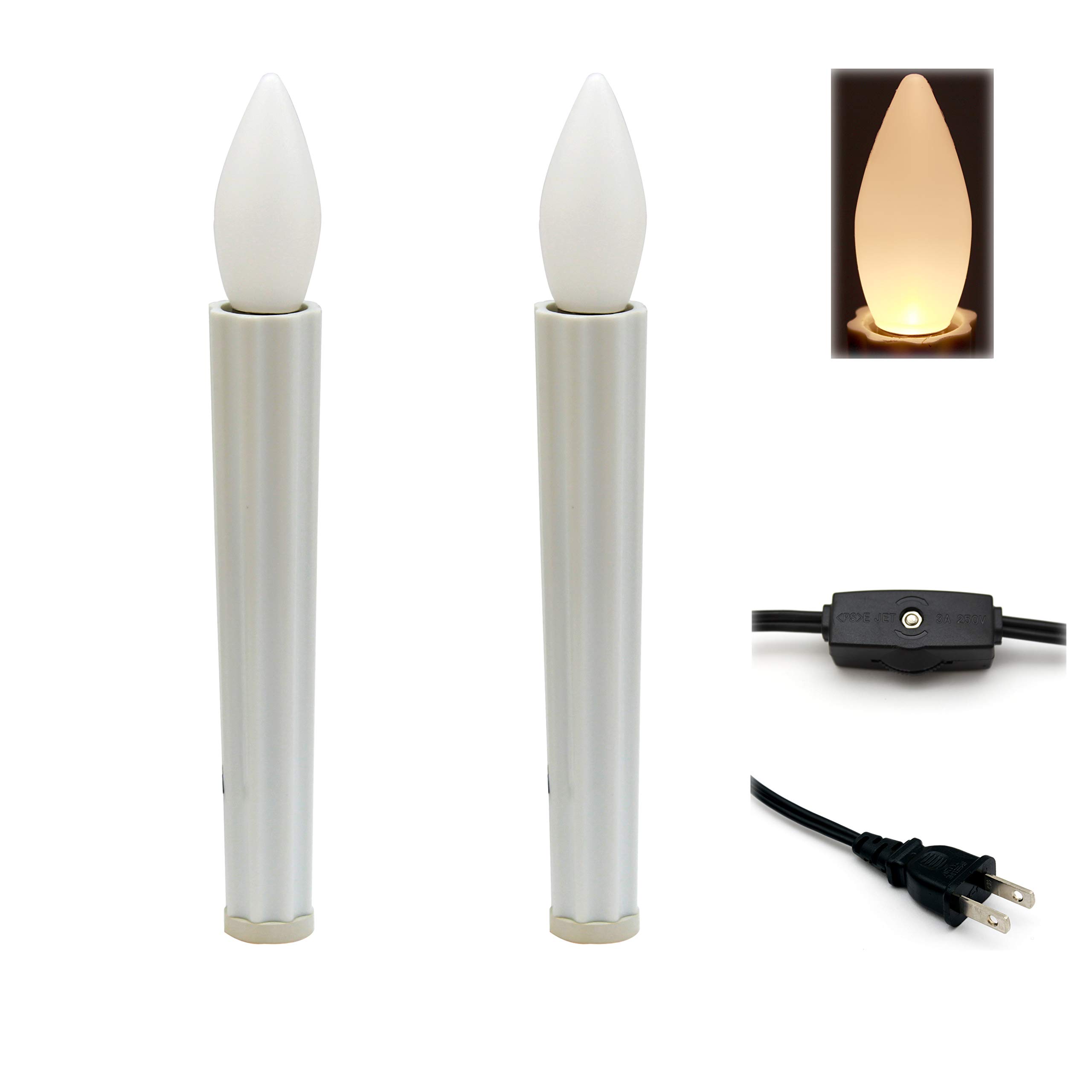 

LED candle-shaped lamps, 19cm each, 2 pieces, with hand switch, no battery replacement needed, plugs into an outlet, for use in Buddhist altars.