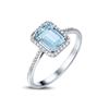 Princess Cut Topaz Ring Blue Diamond Engagement Ring for Women Luxury Hand Jewelry