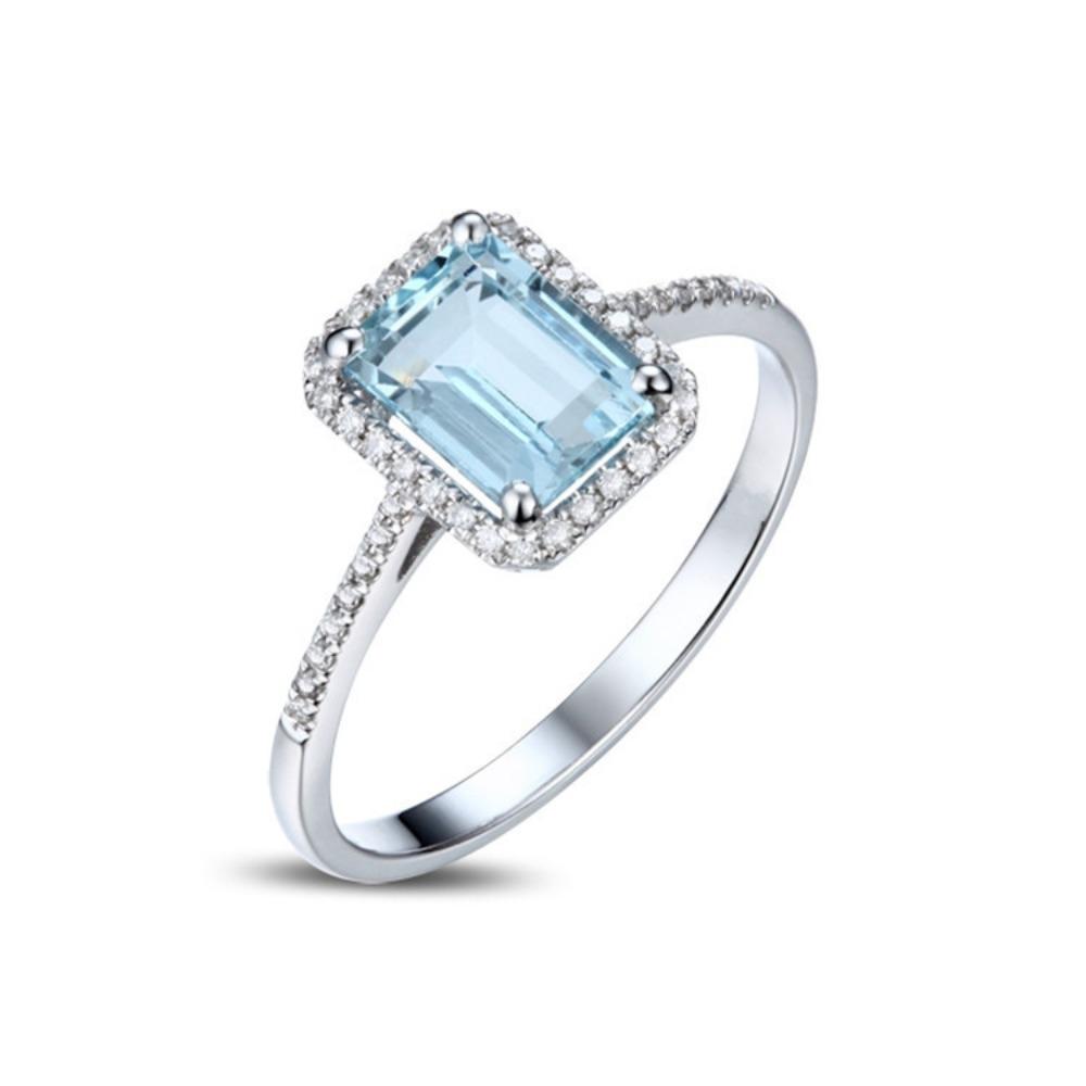 

Princess Cut Topaz Ring Blue Diamond Engagement Ring for Women Luxury Hand Jewelry No. 5 светло-синий