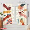 2pcs 2D flat printing Window Treatment Curtains LET'S EAT PEOPLE FOOD Polyester Fabric Without Electricity Festive Holiday Use