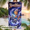 Teddy Bear Theme Beach Towel Personalized Custom Name & Text Soft Quick Dry Beach Towel for Swimming Travel