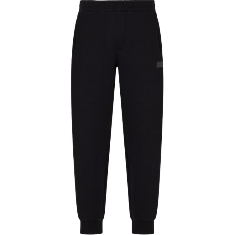 Armani Exchange SS25 Solid Color Cotton Tapered Jogger Pants Men Bottoms Black XM000744-AF13047-UC001