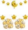 Eid Mubarak Moon and Star Foil Balloons with Latex Balloons Ramadan Theme Party Backdrop Decor Set for Indoor and Outdoor Use