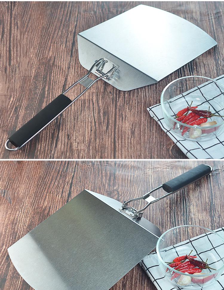 Stainless Steel Folding Pizza Peel & Cake Spatula - Round & Square Baking Tool