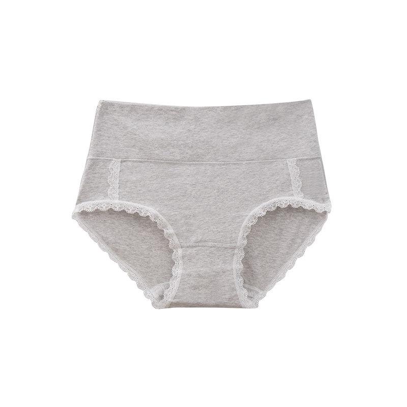 Plus Size Ladies Spring and Summer Lace Comfortable Pure Cotton High Bounce Non Mark Mid Waist Briefs