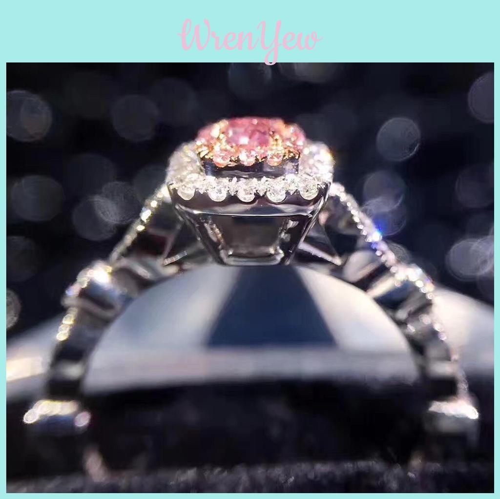 Stone Ring With Pink Zircon Luxury Finger Ring Bride Wedding Couple