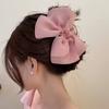 Elegant Large Mesh Bow Hair Claw Non-Slip Vintage-Inspired Accessory for Women Perfect for Everyday & Special Occasions