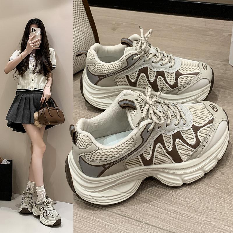 Popular Increase In Dad Shoes Women's Summer Thin Forrest Gump Shoes 2025 Super Fire New Mesh Breathable Sports and Leisure Shoes