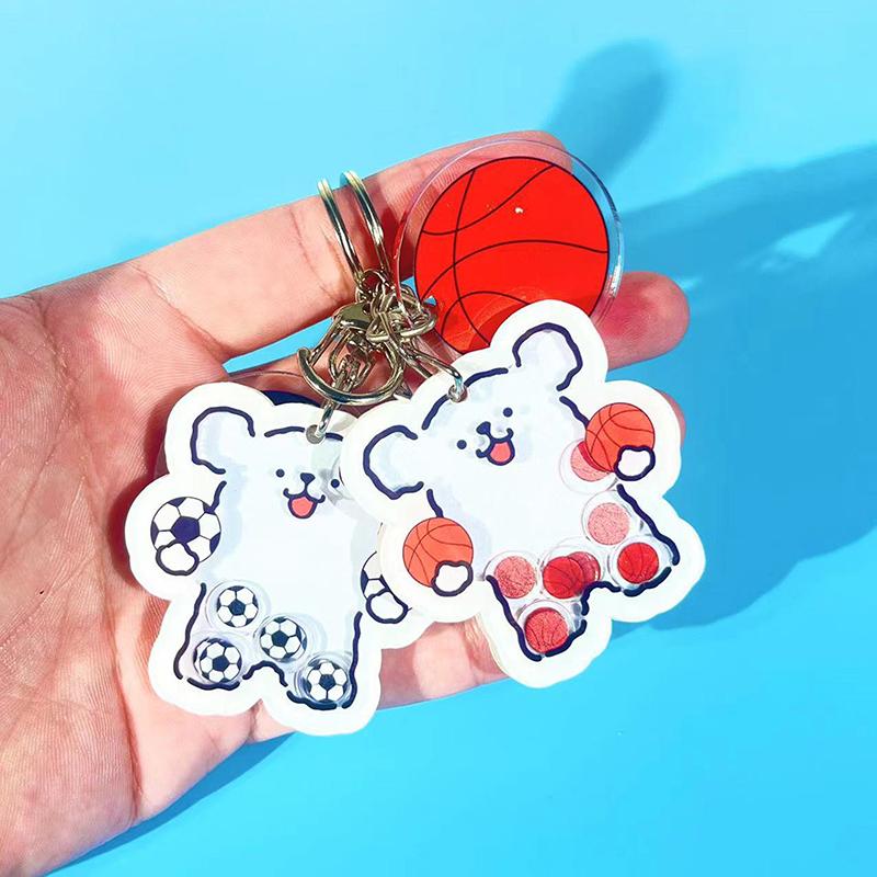 Acrylic Creative Cartoon Shake Ball Line Puppy Keychain Bag Pendants Couples Cute Keychain Bag Pendants Holiday Gifts