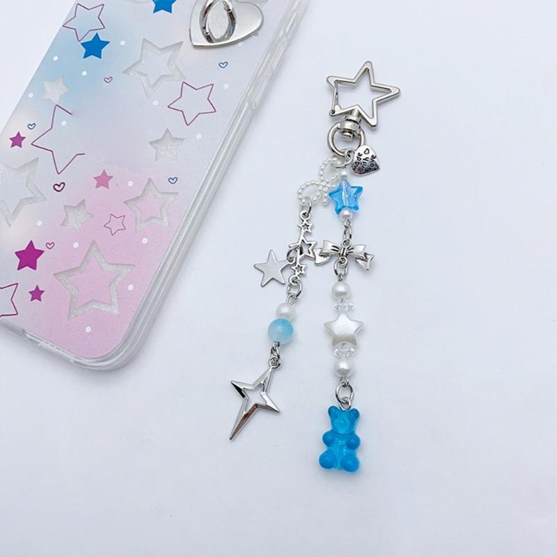 Five-pointed Star Tassels Phone Lanyard Acrylic Bear Pendant Keychain Keyring