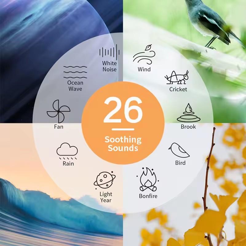 Sleep Sound Speaker White Noise Smart Speaker alarm clock Control Colorful Ambiance machine RGB Lamp H300