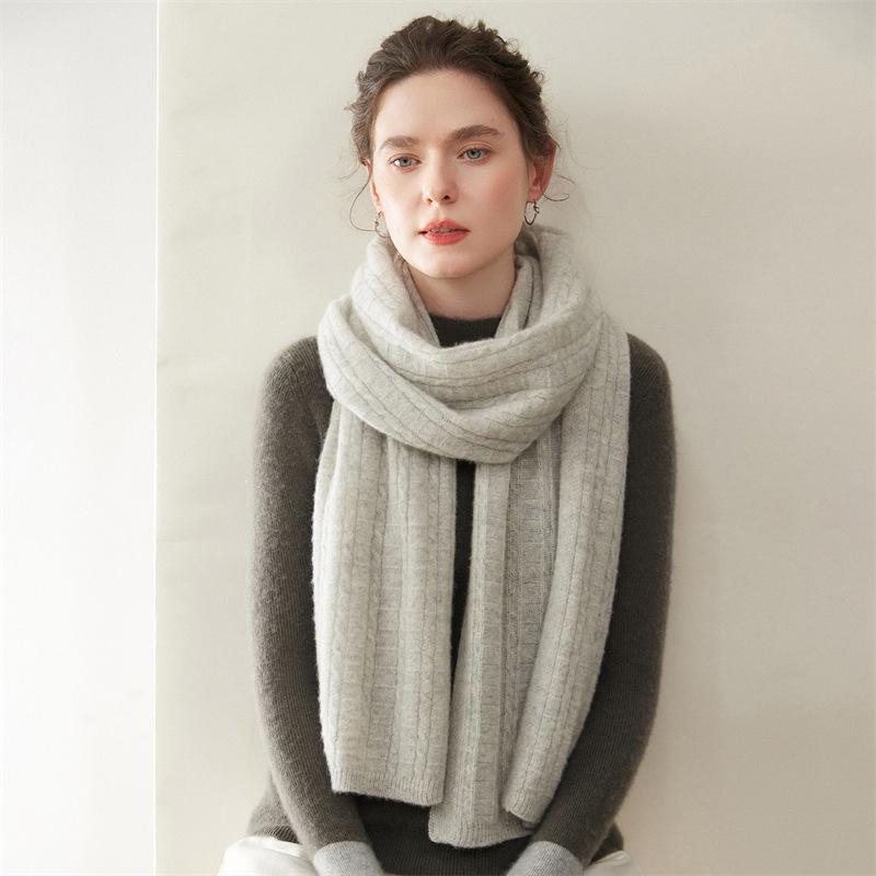 100% Pure Cashmere Women's Scarf - Fashionable, Warm, Comfortable, Solid Color Knit for Autumn/Winter