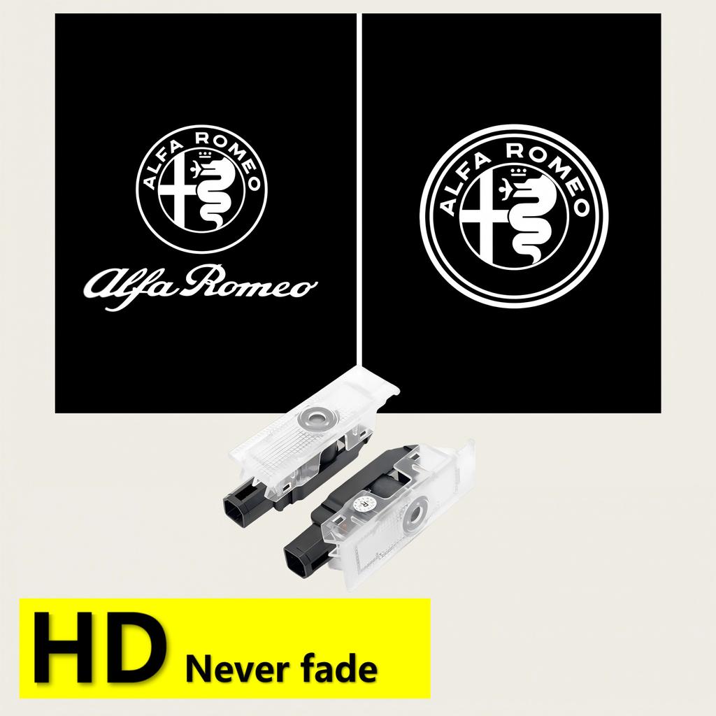 2x HD Led Welcome Light Car Door Logo Projector Laser J For Alfa Romeo Giulia Stelvio 2017-2023 Giulietta 2011-2019 GT Accessories
