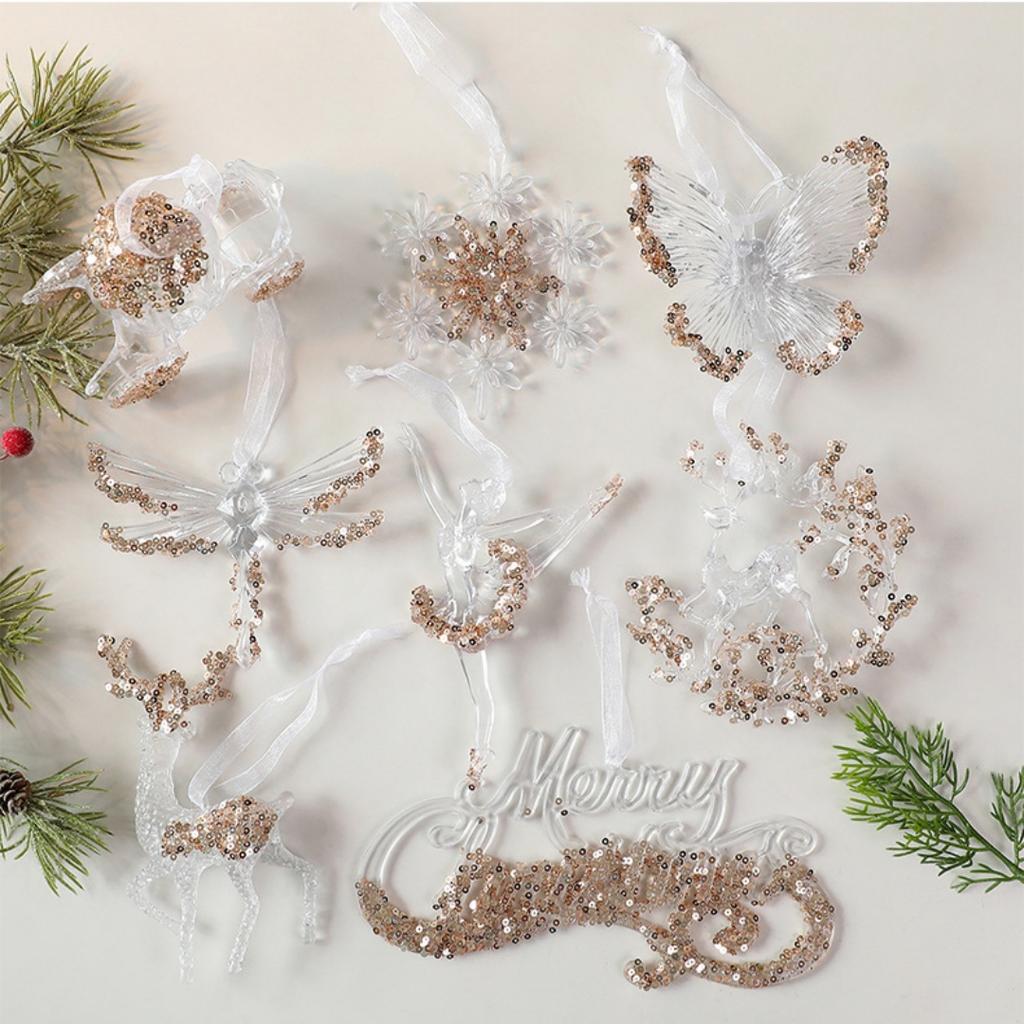 Transparent Acrylic Crystal Ornament Lightweight Sequin Hanging Pendant Christmas Tree Ornament For Centerpiece Holiday