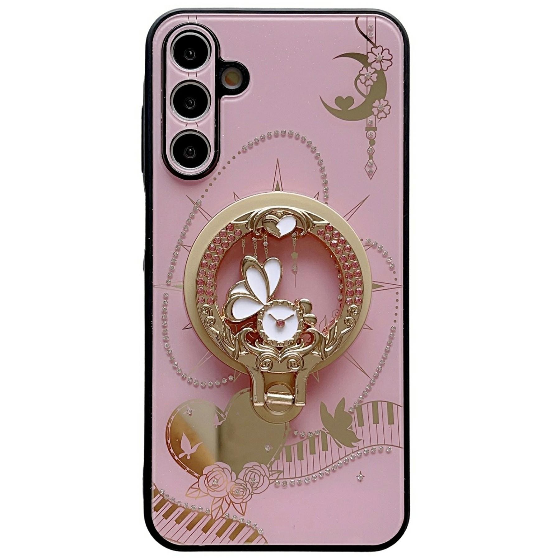 

Для Samsung Galaxy A25 5G (Глобальный) (161,0 х 76,5 х 8,3 мм) Магнитный чехол-подставка ТПУ+ПК Декор стразами Чехол для телефона Pink