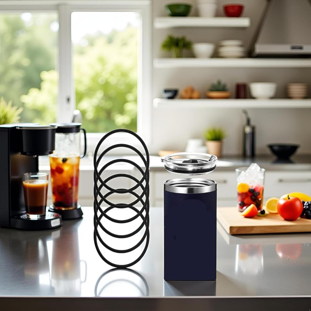 5Pcs Black Replacement Rubber Lid Ring Compatible with Travel Mug 16oz & 20oz Gasket Seals Lid for Ulated Stainless Steel Tumblers, Coffee Cups