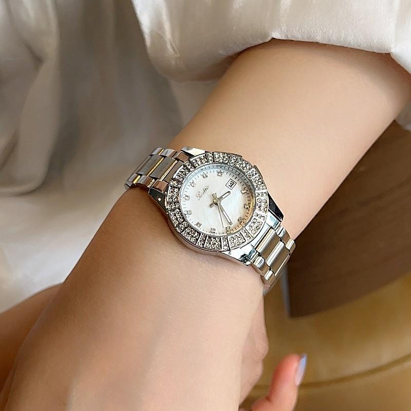Personalized Stainless Steel Strap Calendar Diamond Women'S Watch Fashion Watch Femininity Light Luxury