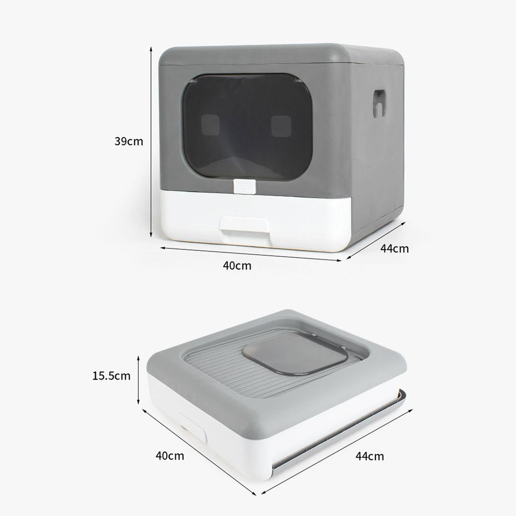 Cat Litter Box Large Plastic Spill Proof Cat Toilet Gray