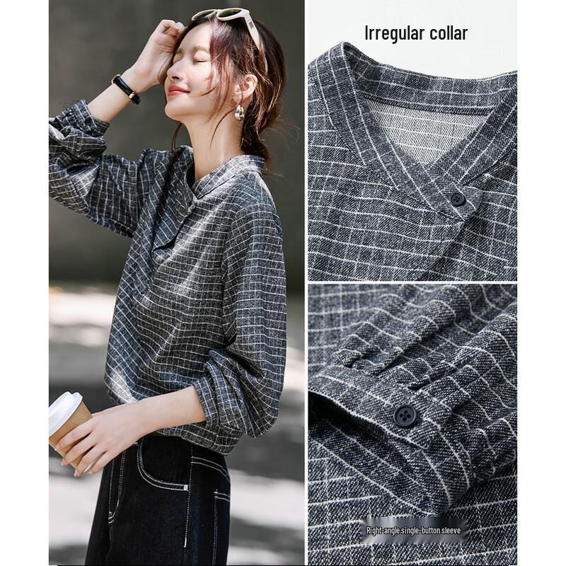 Women's Relaxed Fit Plaid Pullover Shirt