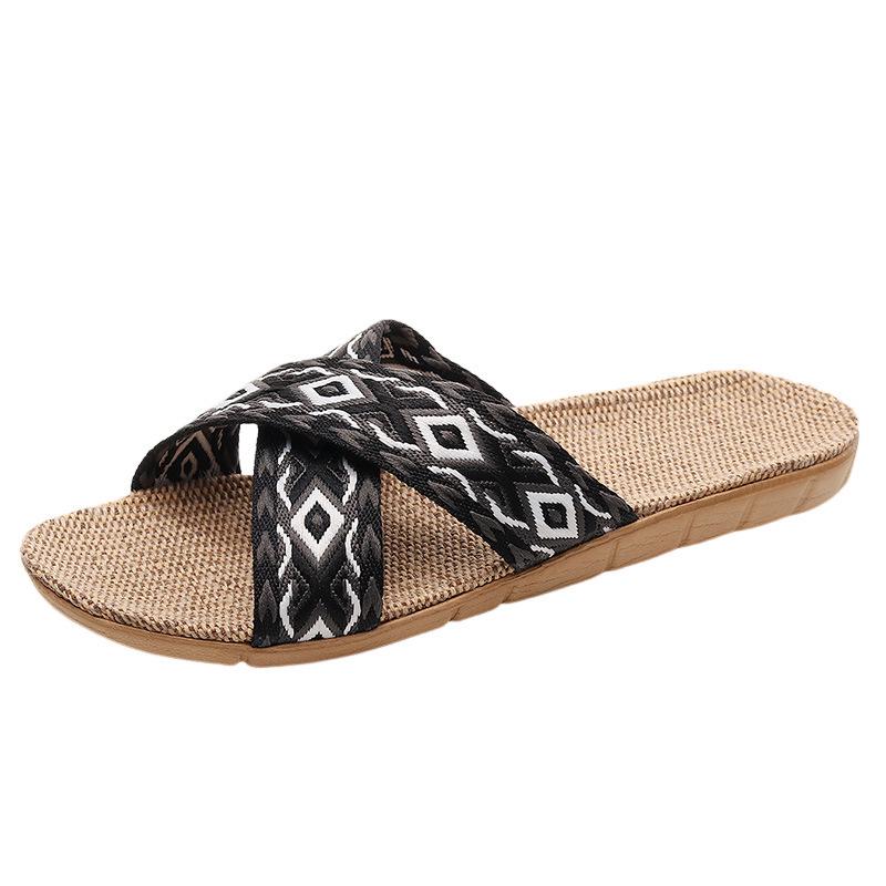 Women's Breathable Non-slip Linen Indoor Slippers - Summer Cotton Casual Sandals