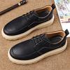 Spring Autumn New Designer Shoes for Men Solid Color Fashion Casual Leather Shoes Male Retro Korean Lace Board Shoes Man